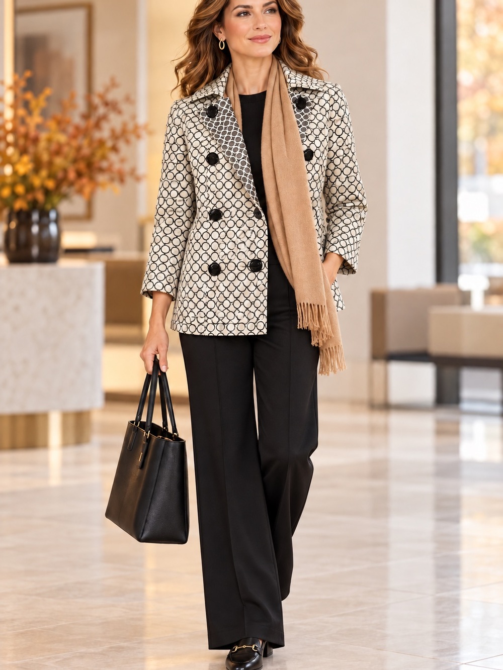 Worth Geometric Circle Print Double-Breasted Jacket, Size 2